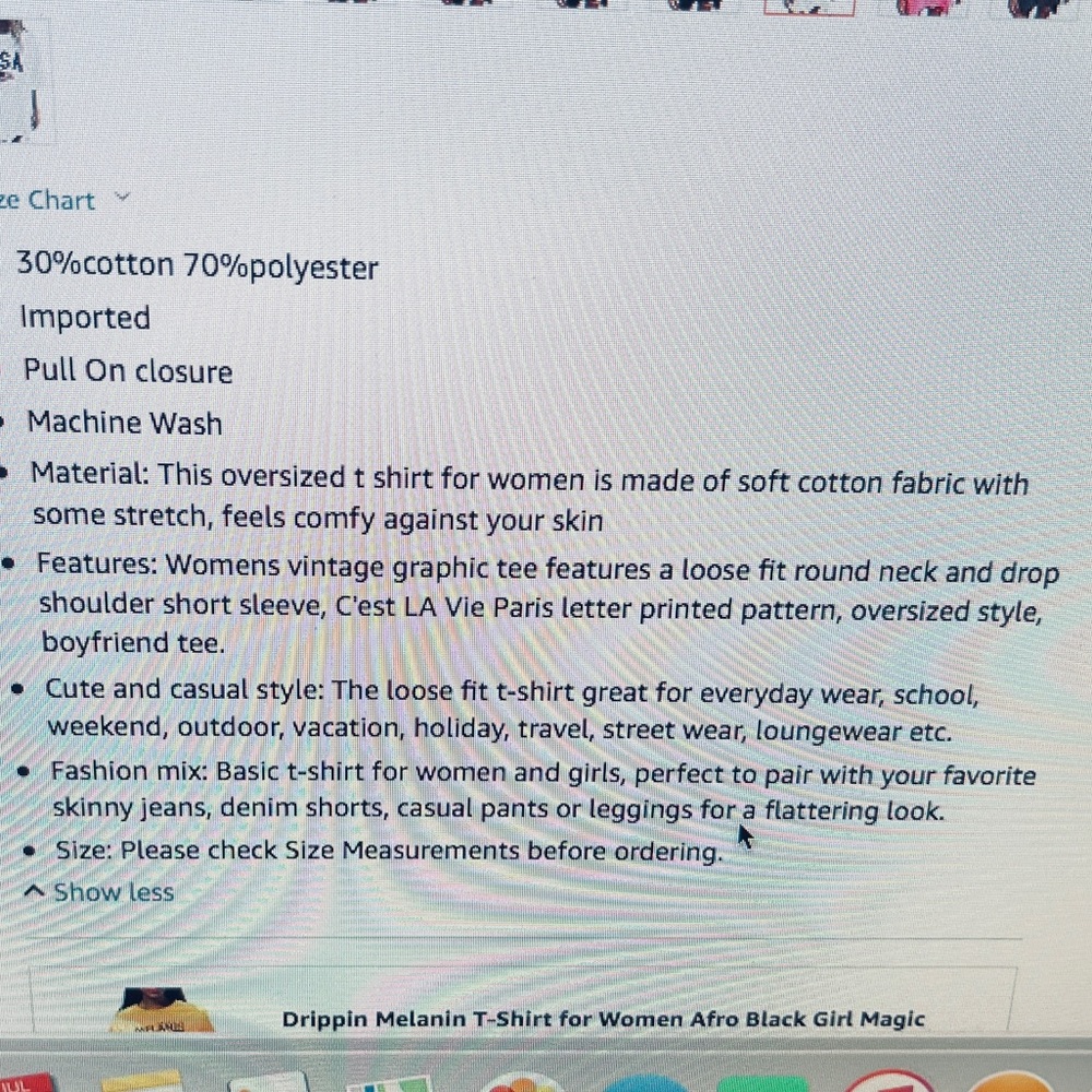 Paris Tee Shirt- Fits as a over sized tee so cute with big bold lettering - Picture 6 of 7